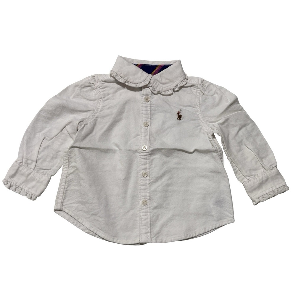 Ralph Lauren Toddler Button Down Shirt White Size 9M - 10 x 11